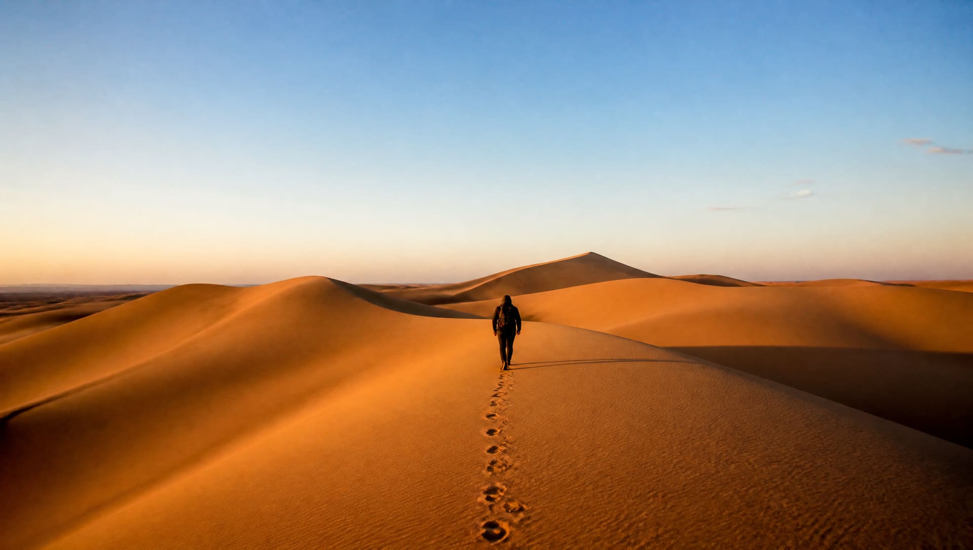 Marcheuse dans les dunes d’un désert au soleil